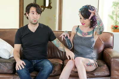 Heavily tattooed girl..