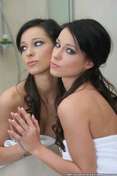 Brunette babe with blue eyes..