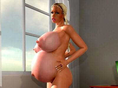 Horny busty pregnant 3d babe..