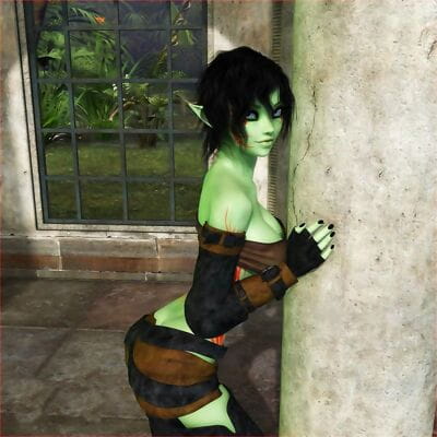 Green skin elf getting hard..